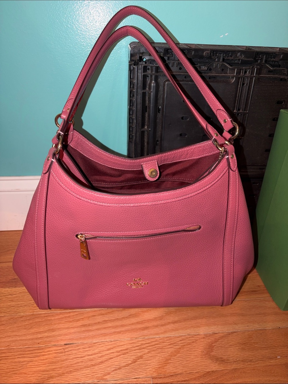 Coach Rose Pink Pebbled Leather Shoulder Hobo
